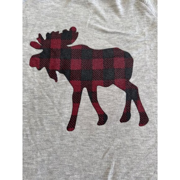 Moose Plaid Graphic Long Sleeve Womens Shirt In Gray - Picture 5 of 6